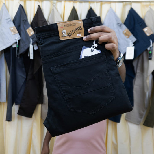 "ডিপ ব্ল্যাক কালার" জিন্স কাটিং গেবাডিন প্যান্ট Killer Brand™ (031)