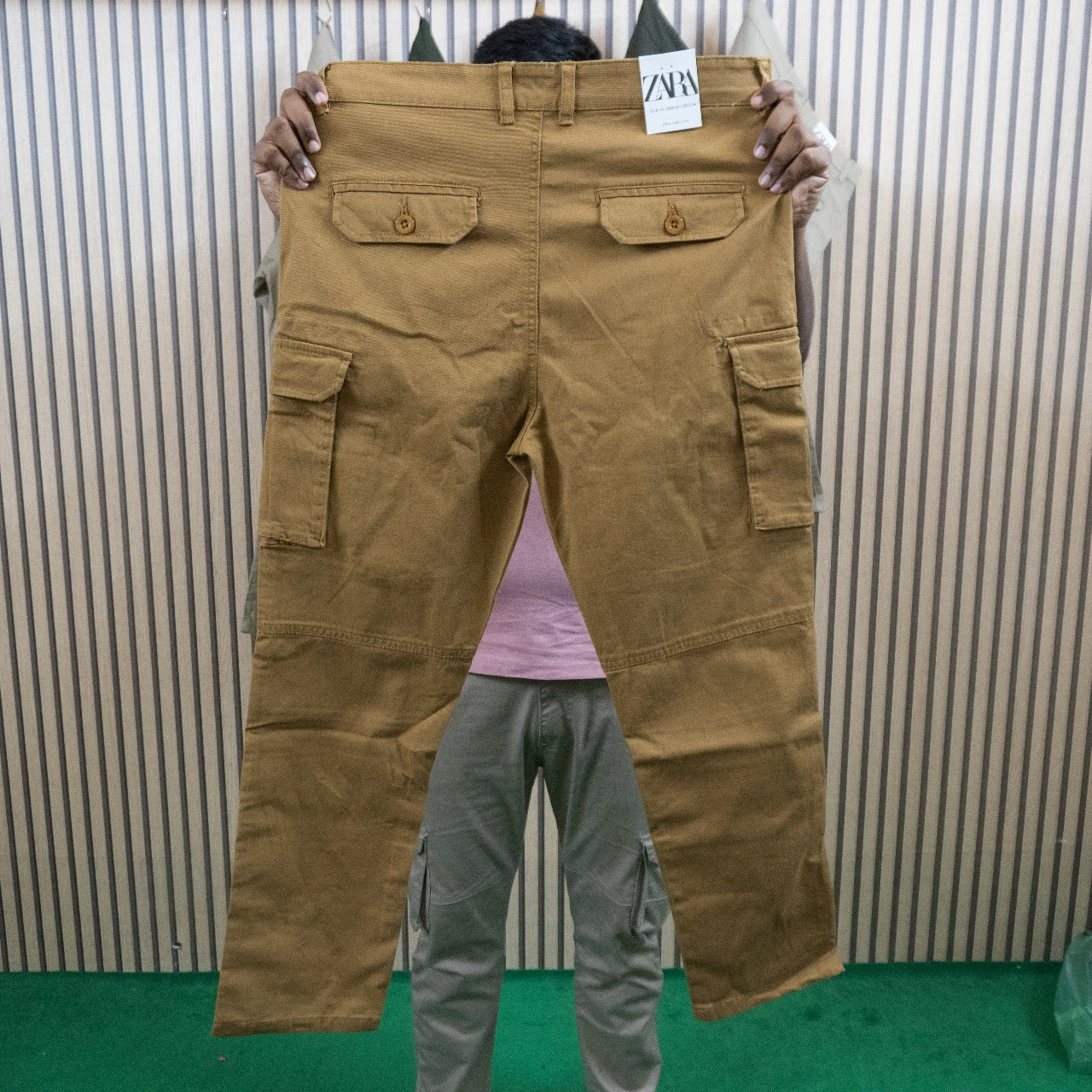"খাকি কালার" ZARA brand কার্গো-মোবাইল প্যান্ট