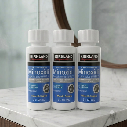 3 Pis Combo "Kirkland 5% Minoxidil Extra Strength Hair Loss & Hair Regrowth Treatment for Men 60ml