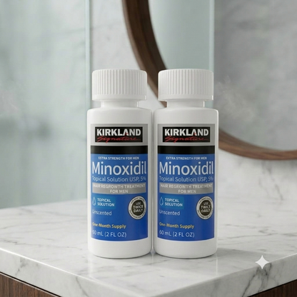 2 Pis Combo "Kirkland 5% Minoxidil Extra Strength Hair Loss & Hair Regrowth Treatment for Men 60ml