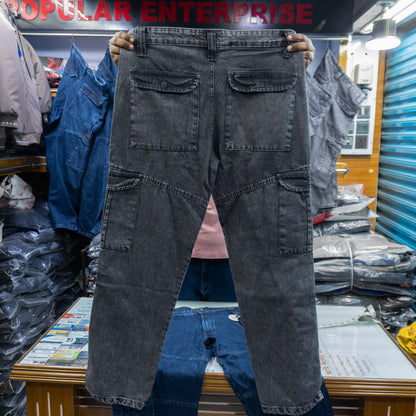 "এস কালার" লুজ ফিটিং ডেনিম সিক্স পকেট কার্গো প্যান্ট