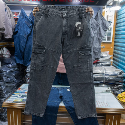 "এস কালার" লুজ ফিটিং ডেনিম সিক্স পকেট কার্গো প্যান্ট